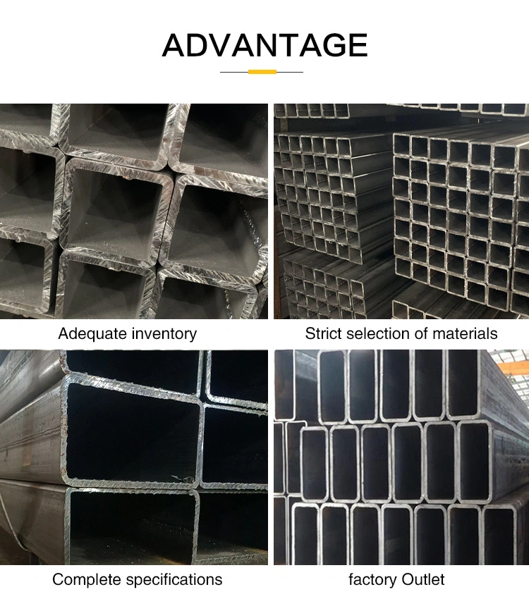 Hot Sale Customized ASTM A53 A36 A106 Sch40 Q195/Q235 Shs Rhs JIS DIN En Sharp Edges Hollow Section Steel Tube Carbon Black Square and Rectangular Steel Tubes